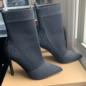 Steve Madden knit and rhinestone booties.